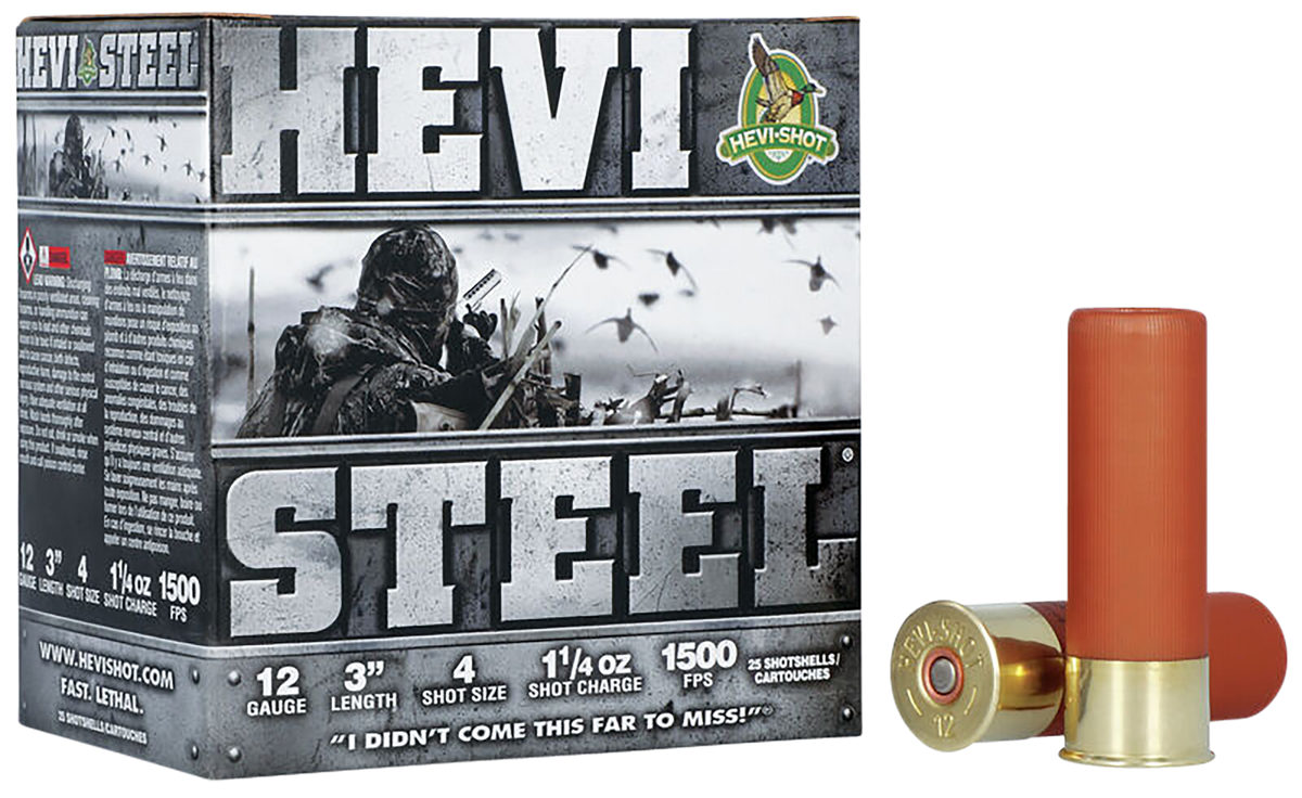 Hevishot HEVI-Steel 12 Gauge 3" 1-1/4 oz 4 Shot 1500 fps - Box or Case