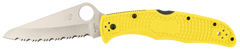 Spyderco Pacific Salt 2 3.78" Serrated H2 Steel Stonewashed Yellow FRN Folding Knife