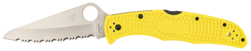 Spyderco Pacific Salt 2 3.78" Serrated H2 Steel Stonewashed Yellow FRN Folding Knife
