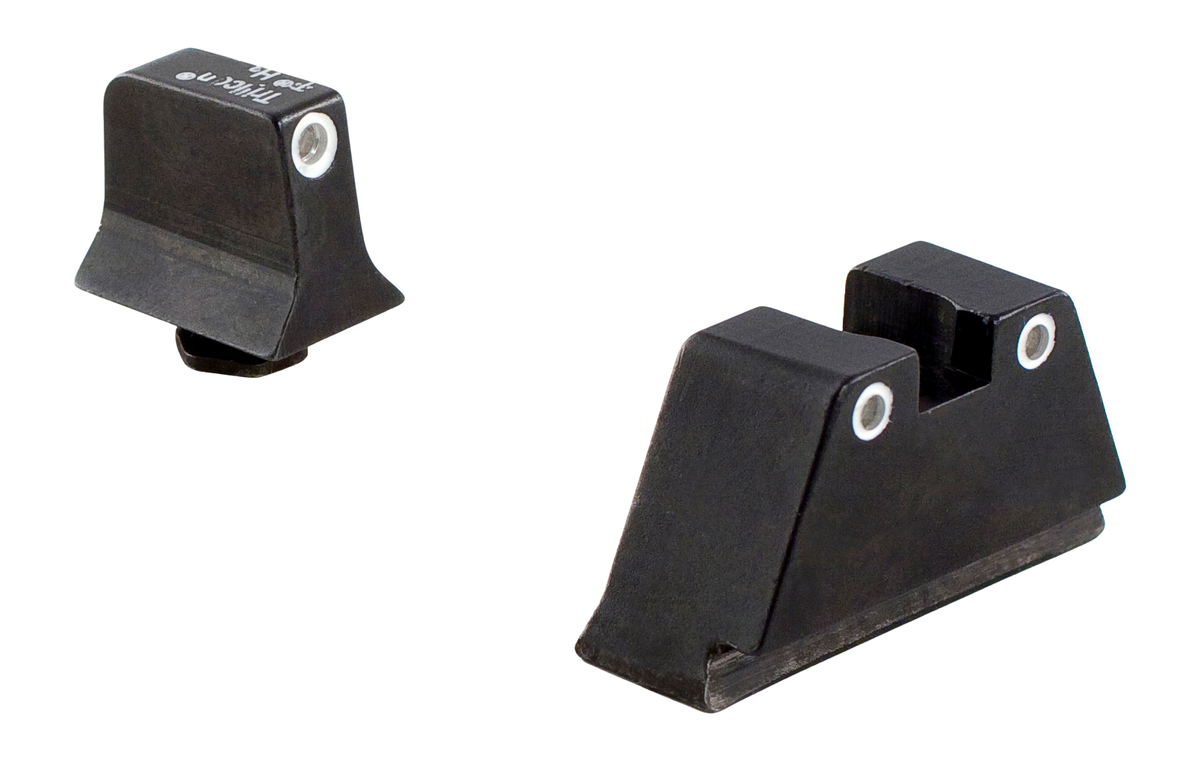 Trijicon Bright & Tough Suppressor/Optic Height Night Sight Set for Glock 17/19/22/23/26/27/31/34/35 - White Outline Green Tritium Front / Yellow Tritium Rear