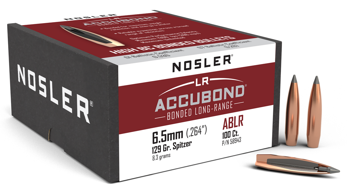 Nosler AccuBond Long Range 6.5mm .264 129gr Spitzer Point 100/Box
