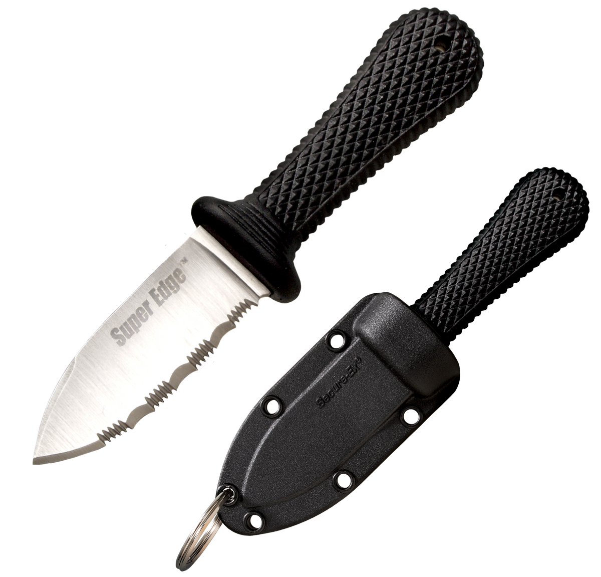 Cold Steel 42SS Super Edge 2" Fixed Part Serrated AUS-8A SS Black Kray-Ex Handle