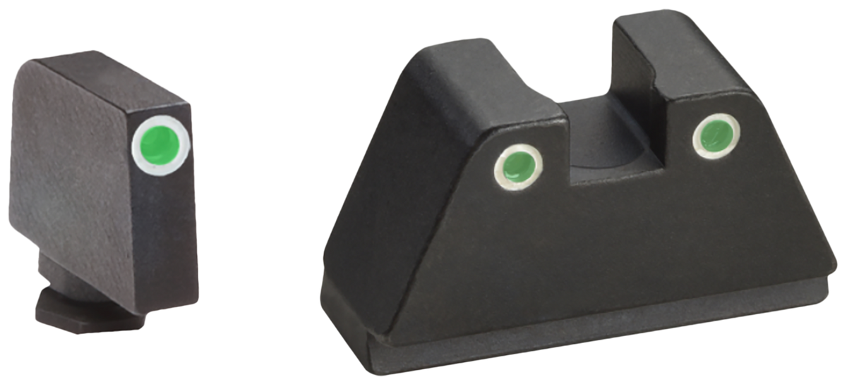 AmeriGlo GL329 Optic Compatible Sight Set for Glock - XL Tall Green Tritium White Outline 3-Dot