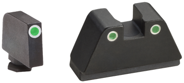 AmeriGlo GL329 Optic Compatible Sight Set for Glock - XL Tall Green Tritium White Outline 3-Dot