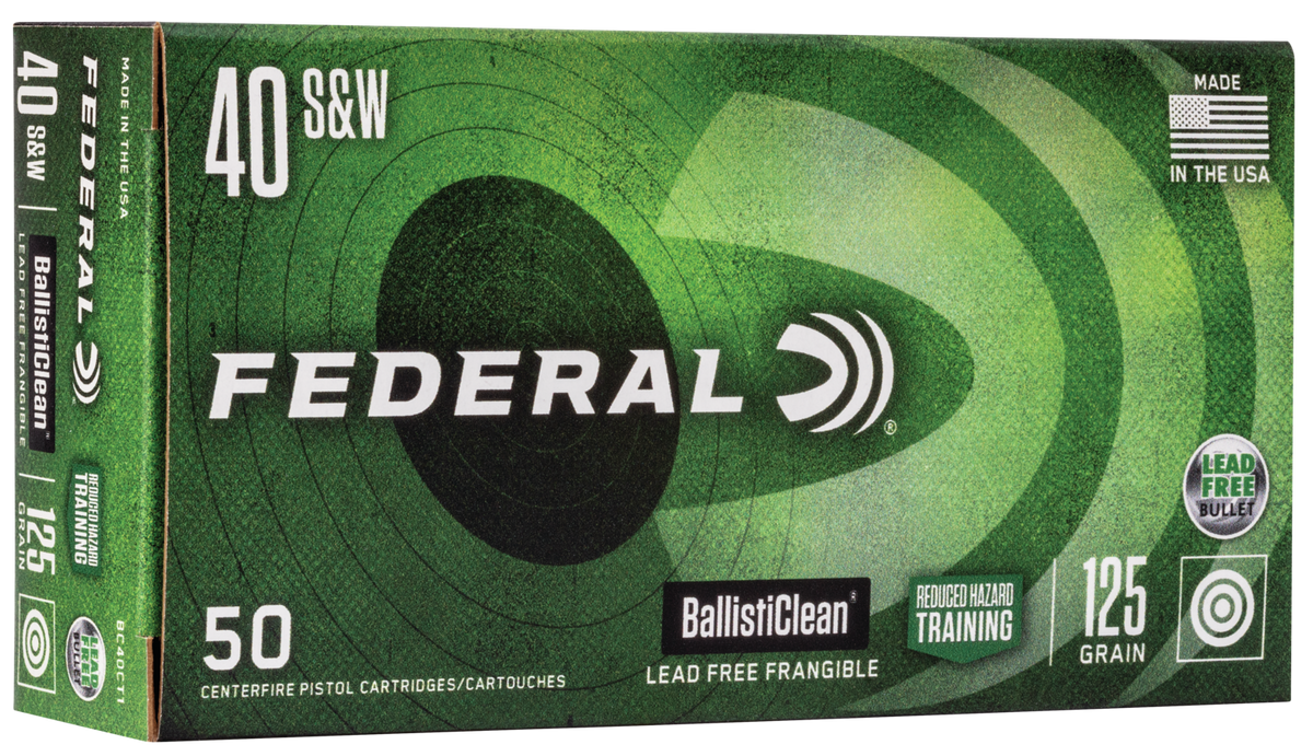 Federal BallistiClean 40 S&W 125gr Lead-Free Frangible 50 Rd - Box or Case
