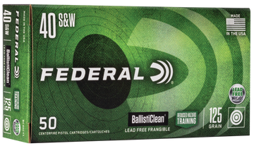 Federal BallistiClean 40 S&W 125gr Lead-Free Frangible 50 Rd - Box or Case