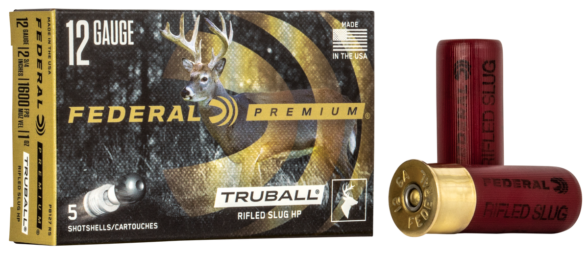 Federal PB127RS Premium Vital-Shok TruBall 12 Gauge 2.75" 1 oz Rifled Slug - Box or Case