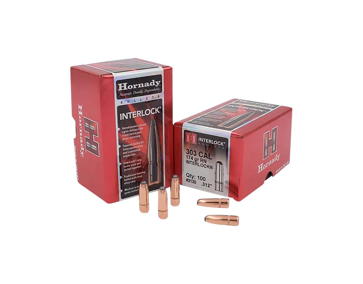 Hornady 3130 InterLock 303 British .312 174 gr Round Nose - 100/Box