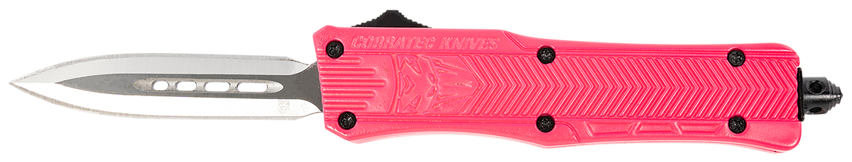 CobraTec Knives CTK-1 Small 2.75" OTF Dagger Plain D2 Steel Pink Aluminum Handle