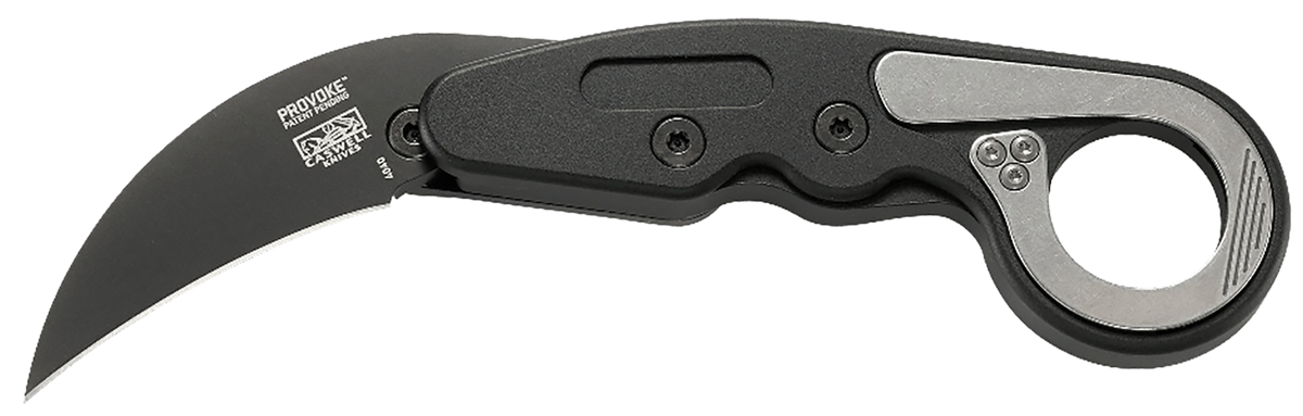 Columbia River Provoke 2.41" Folding Hawkbill Plain D2 Steel Black TiN Aluminum Handle