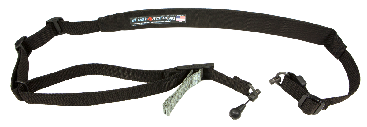 Blue Force Gear Vickers 221 2" 57"-67" Black Cordura Padded One-Two Point AR Platform Sling - Red Swivel
