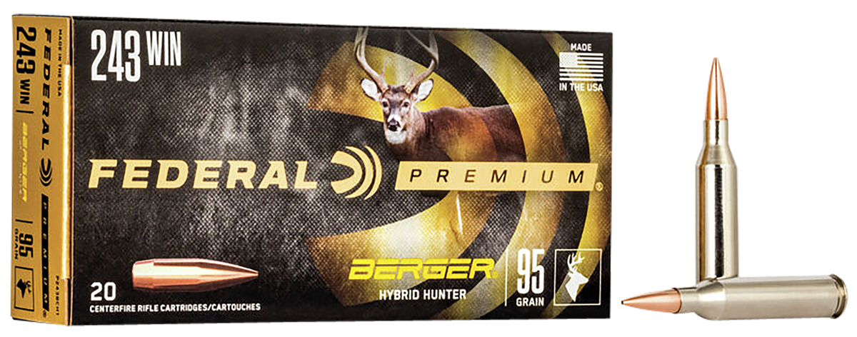 Federal Premium Berger Hybrid Hunter 243 Win 95gr - Box or Case