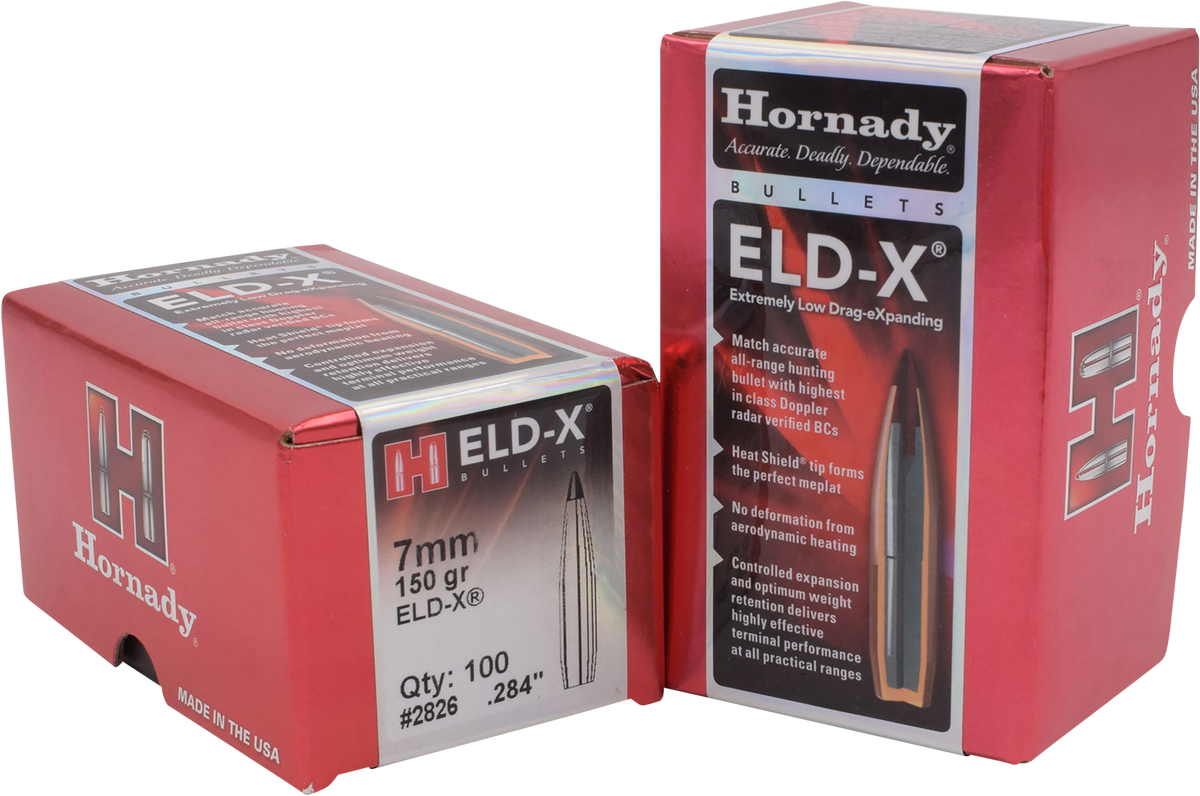 Hornady 2826 ELD-X 7mm .284 150 gr Polymer Tip Reloading Bullets - 100/Box