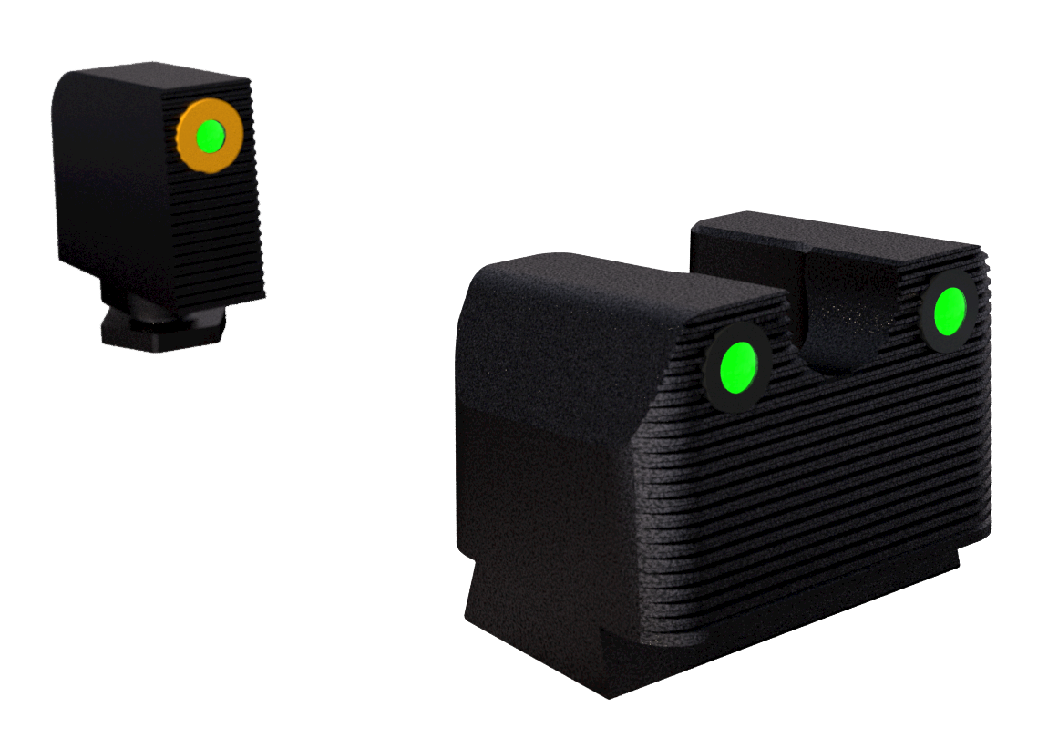 Rival Arms RA3A231G Night Sights for Glock MOS 17/19 Green Tritium Orange Outline Front / Black Outline Rear