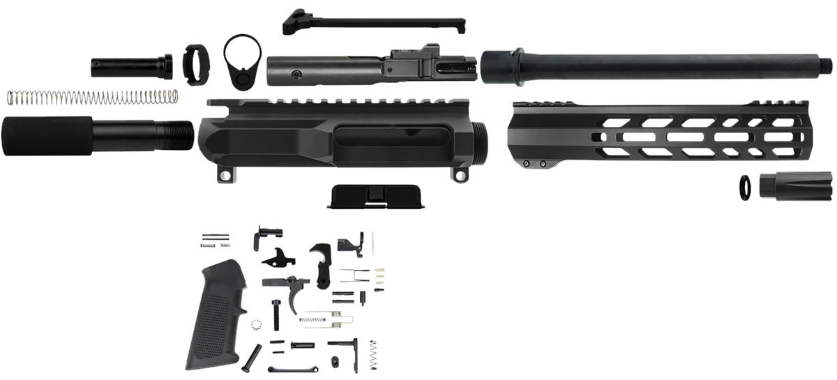 TacFire PK45ACPLPK10 AR-15 Pistol Kit 45 ACP 10" with LPK - Black Steel