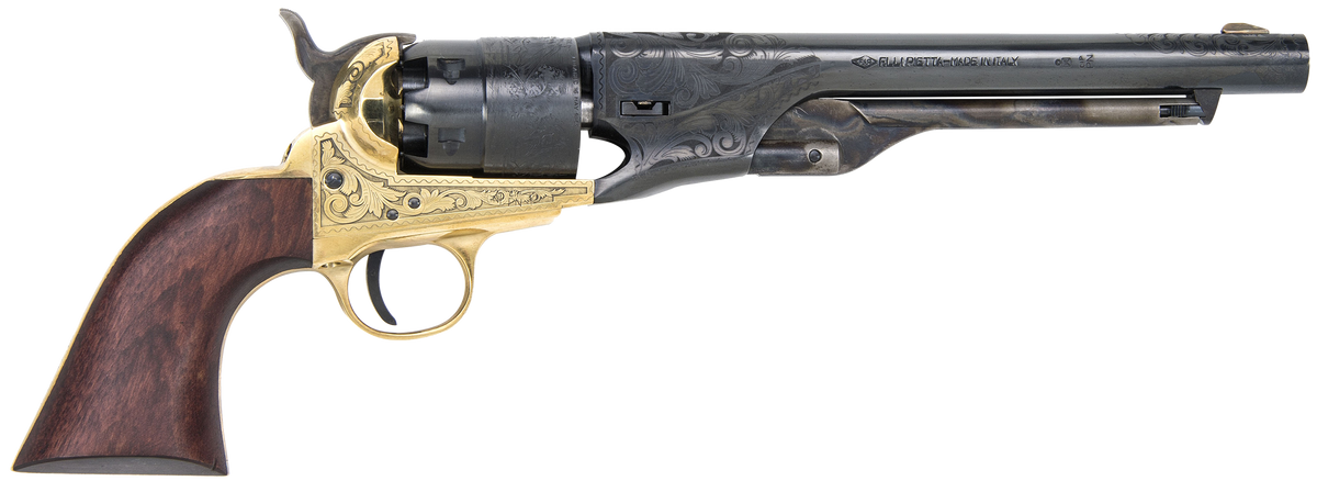 Traditions 1860 Army .44 Cal 8" 6-Shot Break Open Percussion Revolver - Brass Engraved Frame/Blued Barrel