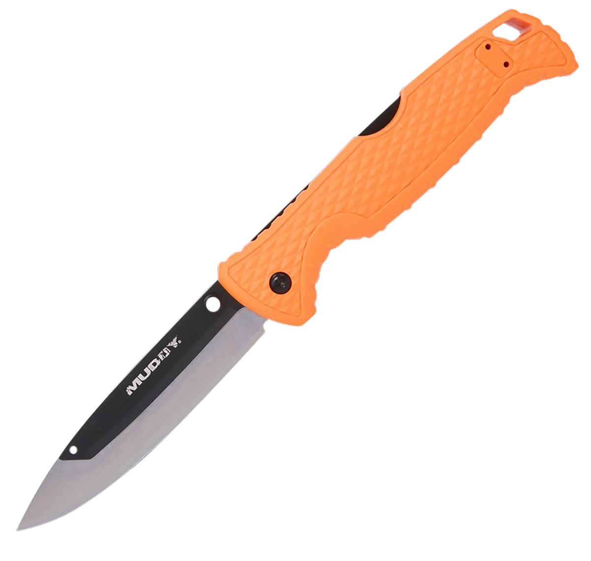 Muddy SWAP Replace-A-Blade 3.5" Folding Drop Point 420J2 SS Plain Edge Knife - Blaze Orange GFN Handle