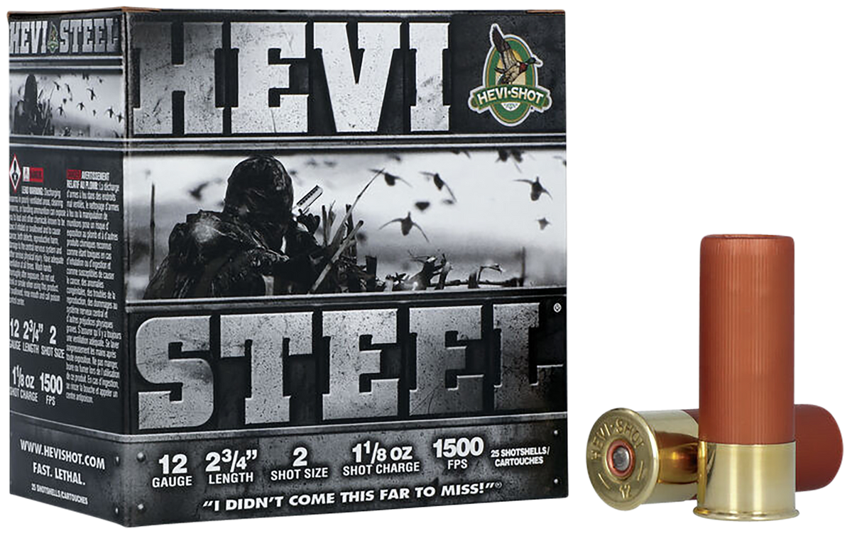 Hevishot HEVI-Steel 12 Gauge 2.75" 1-1/8 oz 2 Shot 1500 fps - Box or Case