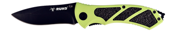 Rynoblade Ruko RUK0061HG 3.25" 440A Clip Point Folding Knife - HiViz Green Aluminum Handle