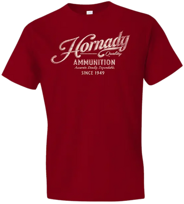Horizon Design Hornady Vintage Script T-Shirt Red Cotton Semi-Fitted Medium