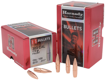 Hornady .303 Cal 174gr FMJ Reloading Bullets - 100/Box