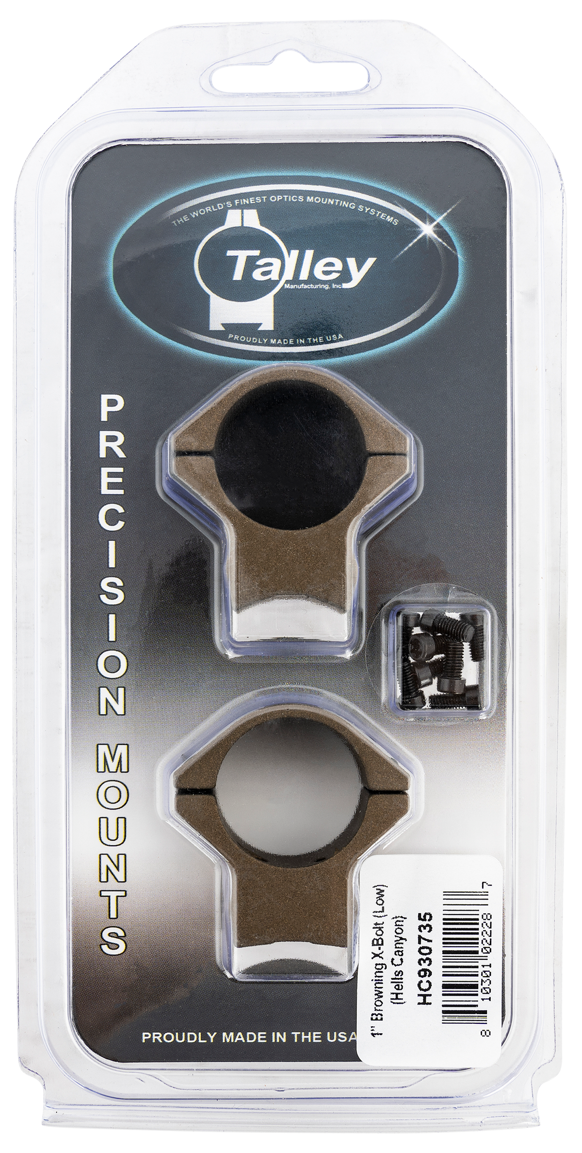 Talley HC930735 Scope Mount/Ring Combo 1" Tube Browning X-Bolt Low Rings Short/Long Action 0 MOA - Hell's Canyon