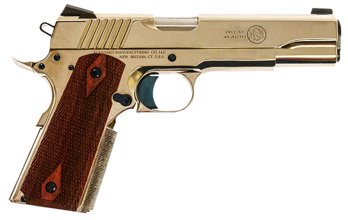 Standard Mfg 1911 Standard 45 ACP 5" 7+1 Semi-Auto Pistol - Nickel, Walnut Grips