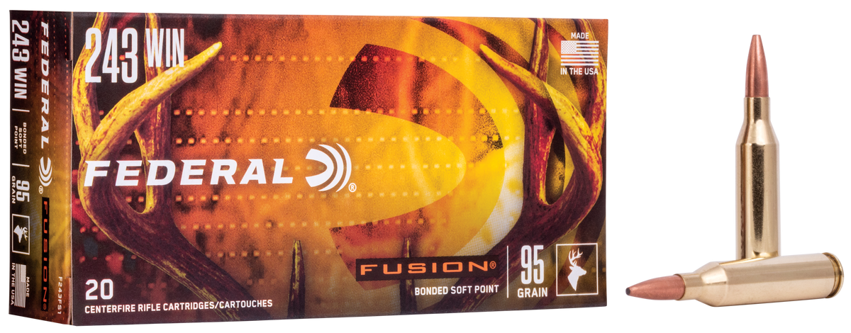 Federal Fusion 243 Win 95gr Bonded Soft Point 20rd - Box or Case