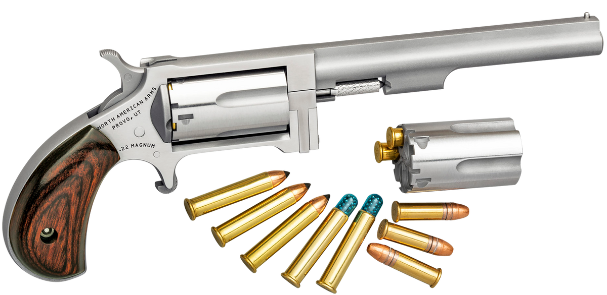 NAA Sidewinder 22 LR/22 WMR 4" 5-Shot SAO Revolver - CA Compliant