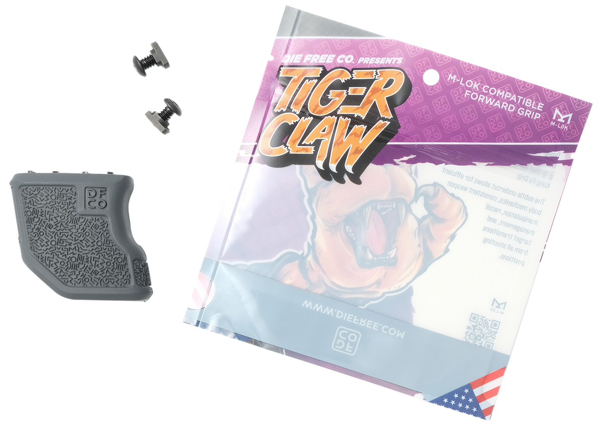 Die Free Co Tiger Claw Angled Fore Grip M-LOK Gray Nylon