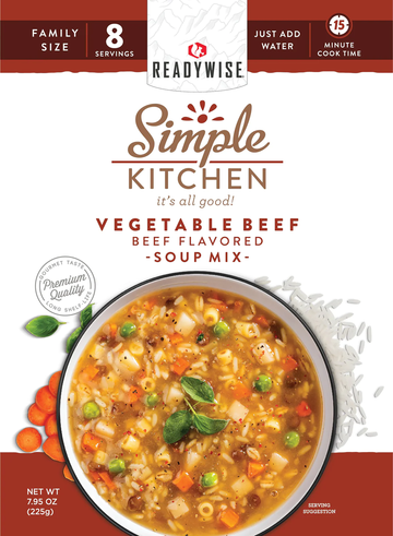 ReadyWise Simple Kitchen Vegetable Beef Soup 8 Servings Per Pouch - 6 Pouch Case