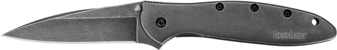 Kershaw Leek 3" Folding Drop Point Plain 14C28N Black DLC Blade BlackWash SS Handle