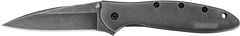Kershaw Leek 3" Folding Drop Point Plain 14C28N Black DLC Blade BlackWash SS Handle