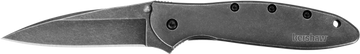 Kershaw Leek 3" Folding Drop Point Plain 14C28N Black DLC Blade BlackWash SS Handle