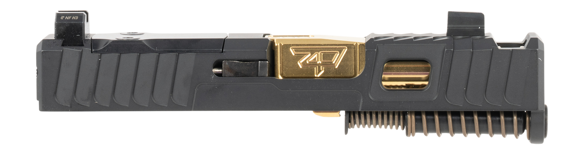 Zaffiri Precision IBS Complete Upper 9mm Luger Glock 43/43X RMSc Cut Cerakote Black - Gold Ported Barrel