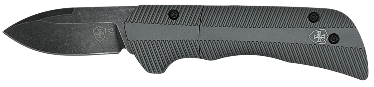Templar Knife Cali Auto Assist 1.90" Folding Drop Point Plain D2 Steel 3.56" Gunmetal Anodized Aluminum Handle - California Legal