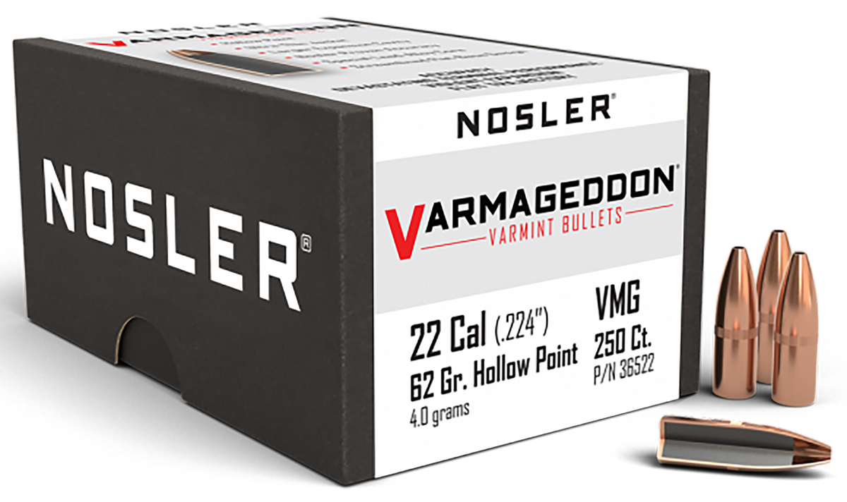 Nosler Varmageddon 22 Cal .224 62gr Flat Base Hollow Point 250/Box