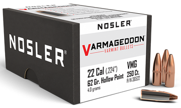 Nosler Varmageddon 22 Cal .224 62gr Flat Base Hollow Point 250/Box