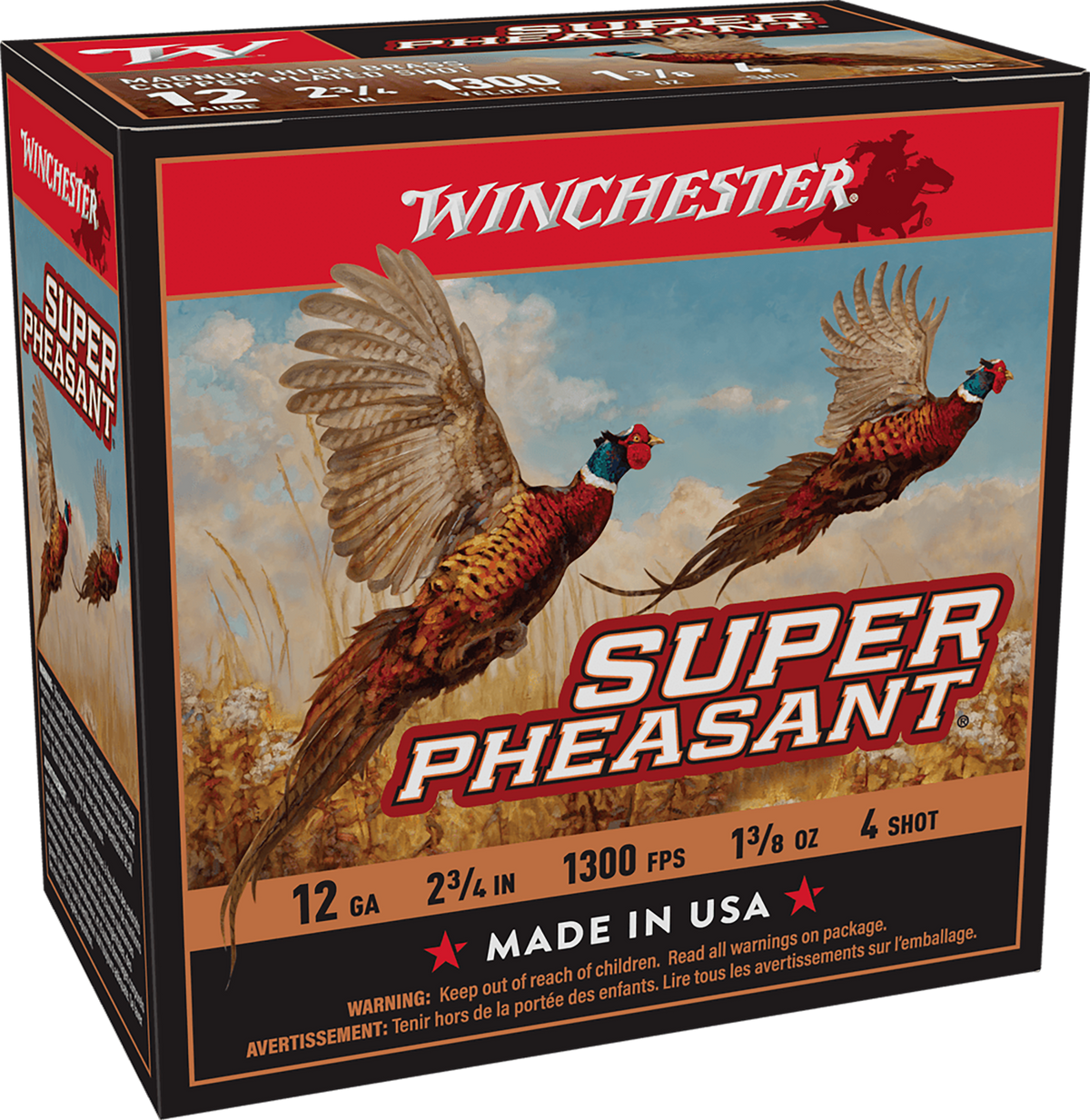 Winchester Ammo Super Pheasant Magnum High Brass 12 Gauge 2.75" 1-3/8 oz #4 Shot 25 Rd - Box or Case