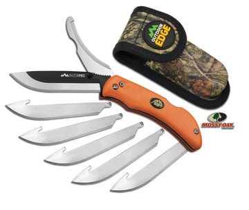Outdoor Edge RazorPro 3.50" Folding Razor/Gut Plain/Saw 420J2 SS Orange Handle