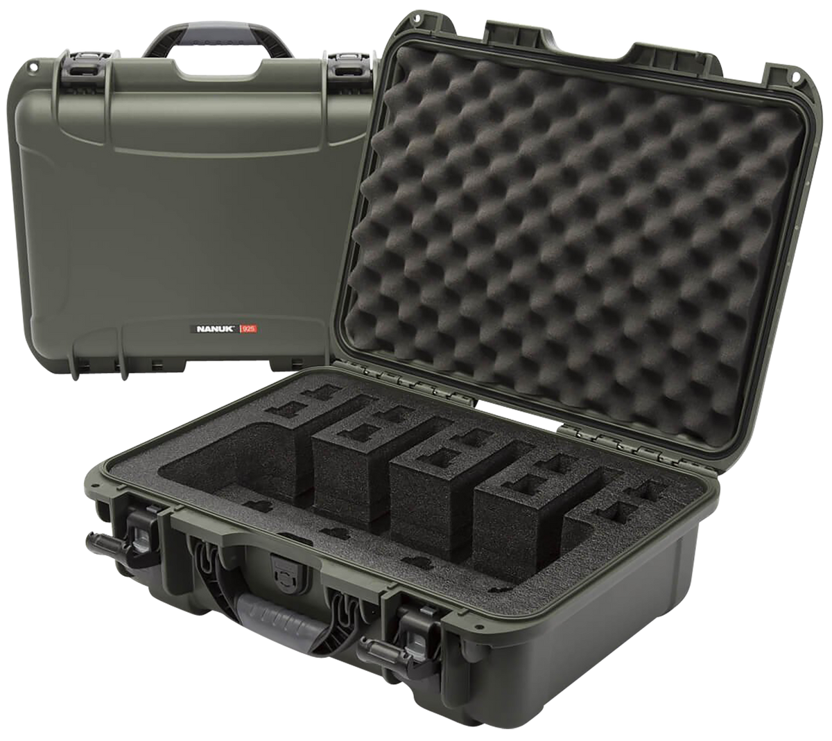 Nanuk 925 4 UP Pistol Case Waterproof Olive Resin 17 in Interior w/ Closed-Cell Foam