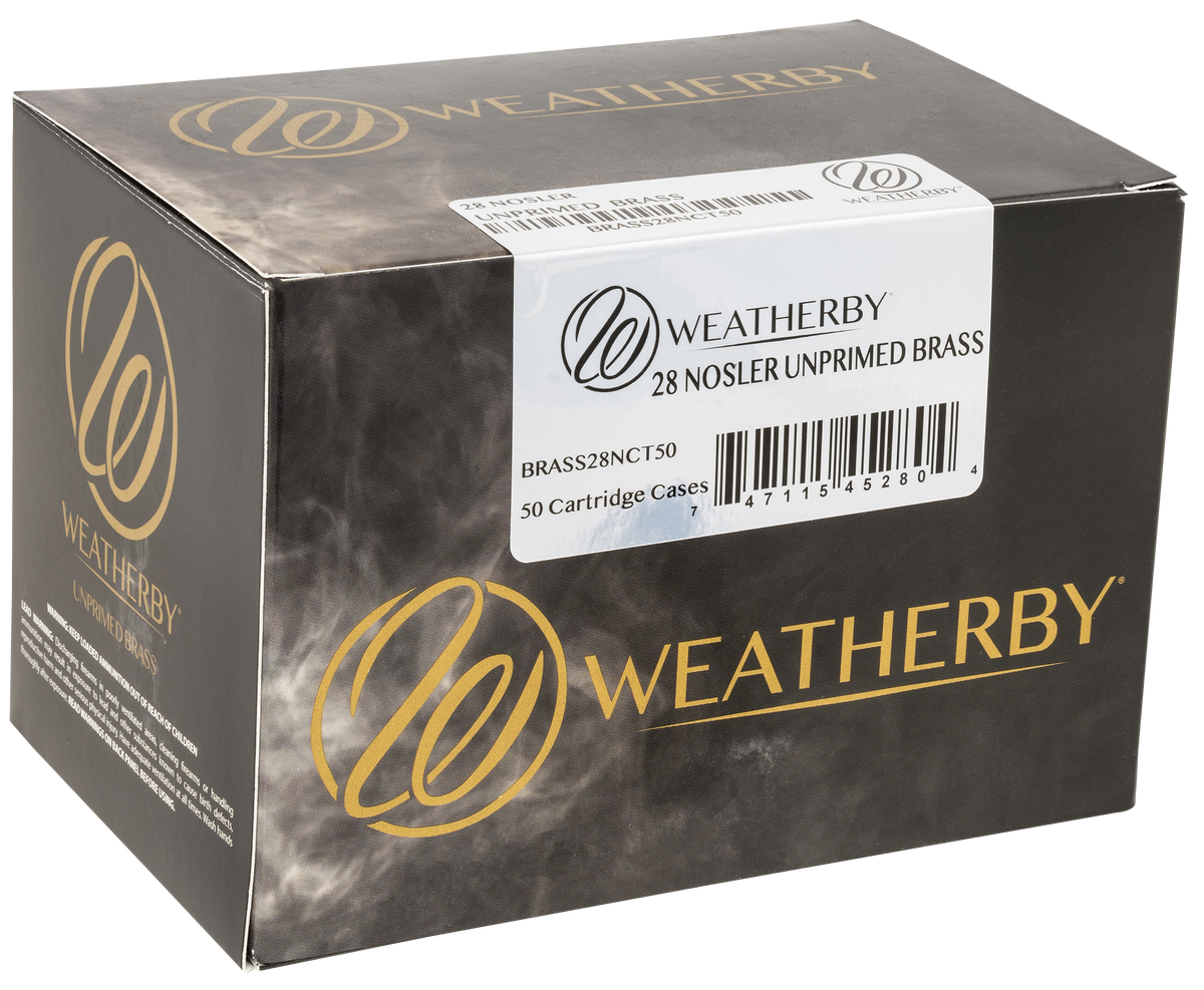Weatherby 28 Nosler Unprimed Rifle Brass Cases 50/Box