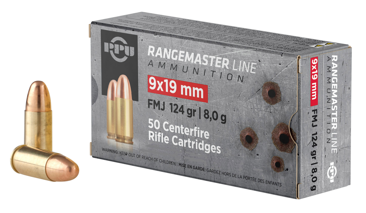 PPU Rangemaster 9mm Luger 124gr Full Metal Jacket 1000/Box