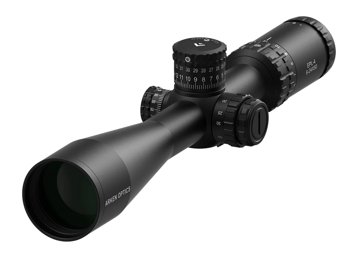 Arken EPL-4 6-24x50 FFP VHR MOA Riflescope - 30mm Tube, Illuminated, Zero Stop