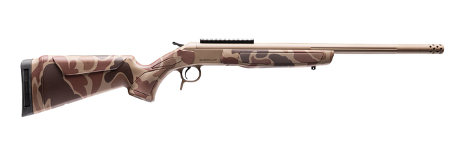 CVA Cascade Takedown 223 Rem 20" Single-Shot Rifle - FDE Cerakote / Duck Camo