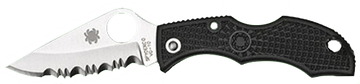 Spyderco Ladybug 3 1.94" VG-10 Modified Clip Point Serrated Black FRN Folding Knife