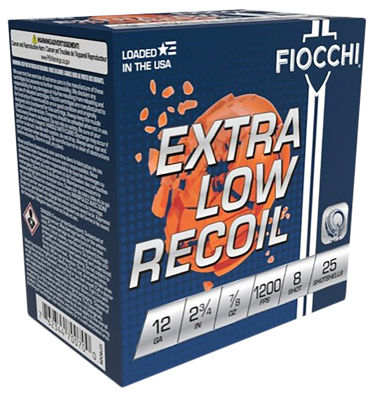 Fiocchi Exacta Target Low Recoil Trainer 12 Gauge 2.75" 7/8 oz #8 Shot 25 Bx/10 Cs - Box or Case