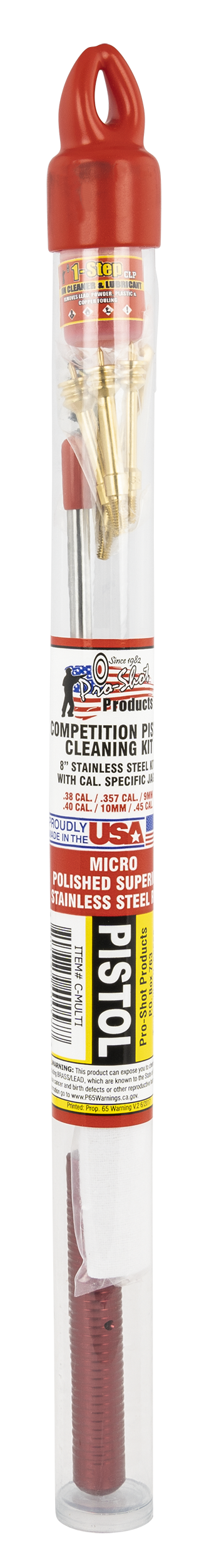 Pro-Shot CMULTI Competition Pistol Tube Kit .38/.357 9mm Luger/.40 S&W/10mm/.45 ACP