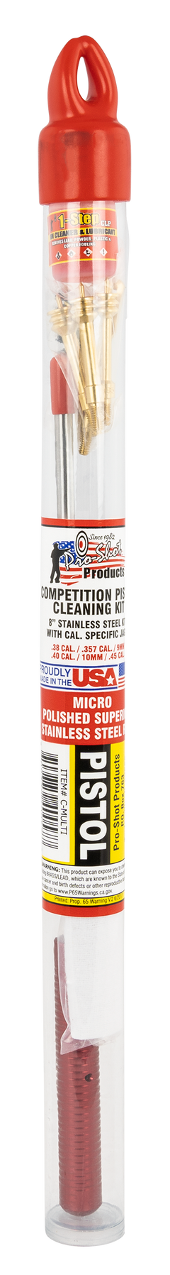 Pro-Shot CMULTI Competition Pistol Tube Kit .38/.357 9mm Luger/.40 S&W/10mm/.45 ACP