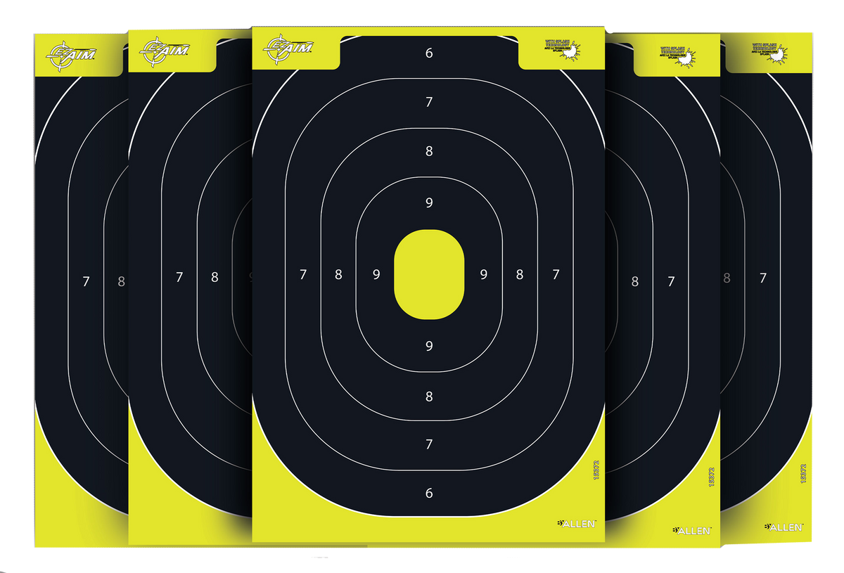 EZ-Aim Splash Reactive IPSC Silhouette Paper Hanging Target 12.5" x 18.25" Chartreuse/Black - 30 Pack